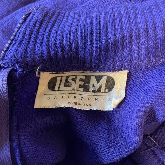 80s Vintage Ilse M California Royal Purple Sweatshirt Terry Long Sleeve Dress L - Picture 5 of 6
